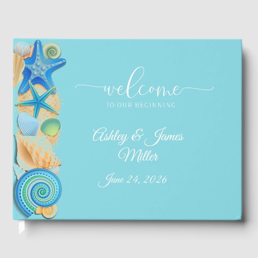 Wedding Guest Book-Beach Shells Gastenboek (Voorkant)