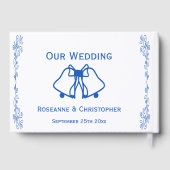 Wedding Guest Book Blue Sapphire Bells Scrollwork Gastenboek (Achterkant)