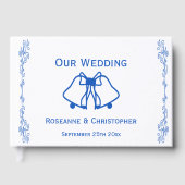 Wedding Guest Book Blue Sapphire Bells Scrollwork Gastenboek (Voorkant)