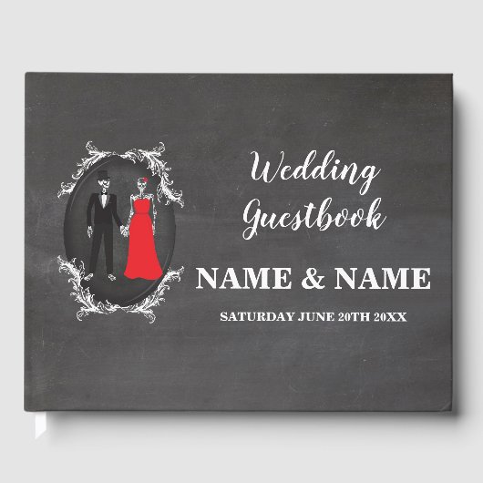 Wedding Guest Book Chalk Skeletons Skulls Gastenboek (Voorkant)
