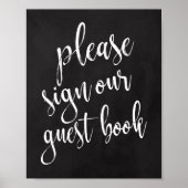 Wedding Guest Book Chalkboard 8x10 Sign Poster (Voorkant)