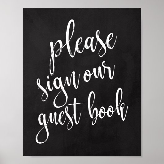 Wedding Guest Book Chalkboard 8x10 Sign Poster (Voorkant)