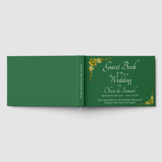 Wedding Guest Book Emerald Green & Gold Gastenboek (Volledig)