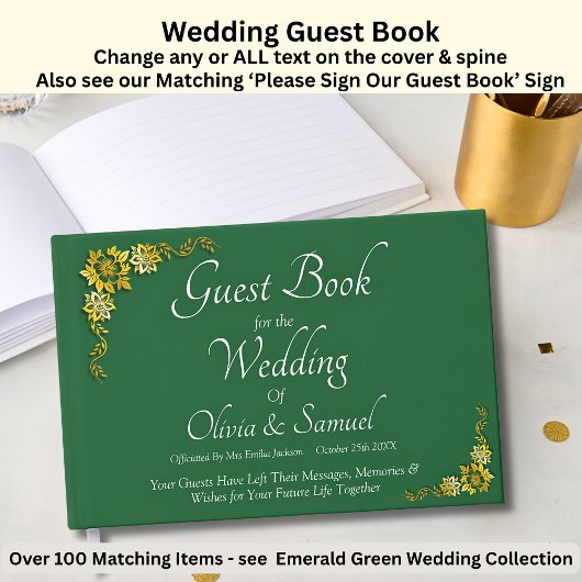 Wedding Guest Book Emerald Green & Gold Gastenboek
