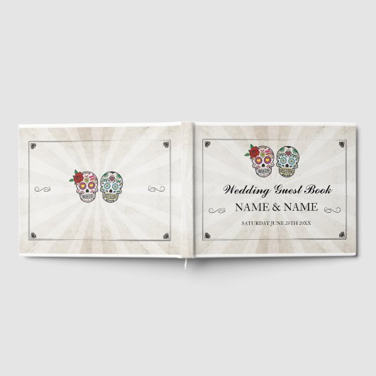 Wedding Guest Book Lights Sugar Skulls Gastenboek (Volledig)