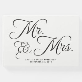 Wedding Guest Book, Mr & Mrs, zwart en wit Gastenboek
