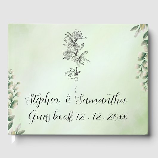 Wedding Guest Book, Personalized Linen Wedding  Gastenboek (Voorkant)