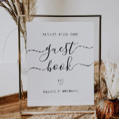 Wedding Guest Book Sign | Afdrukbaar en bewerkbaar Reclamebord Met Voetstuk