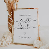 Wedding Guest Book Sign | Afdrukbaar en bewerkbaar Reclamebord Met Voetstuk
