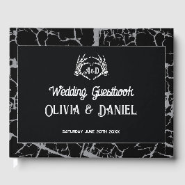 Wedding Guest Book Skeleton Hands Heart Gastenboek