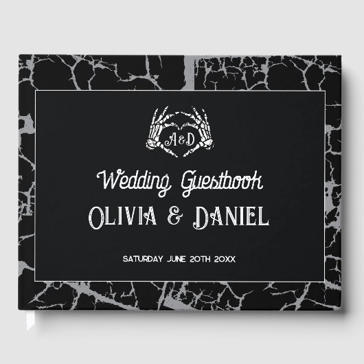 Wedding Guest Book Skeleton Hands Heart Gastenboek (Voorkant)
