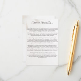 Wedding Guest Details Enclosure Kaart