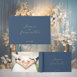 Wedding Guest Folie Notitieboek | Donker Blauw Gastenboek