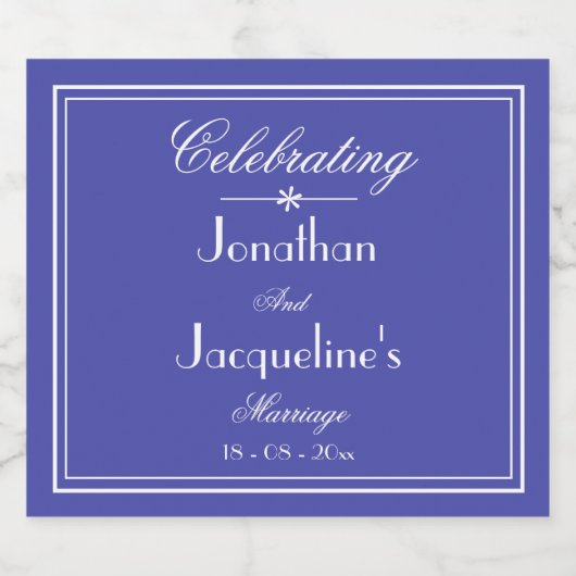 Wedding Guest Gift Script Elegant Mooi Blauw Likeurfles Etiket (Enkel label)