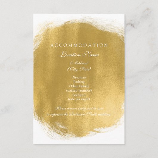 Wedding Guest Information Gold Paint Look Informatiekaartje (Achterkant)