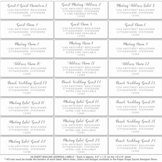 Wedding Guest Mailing Address Sticker (Voorkant)