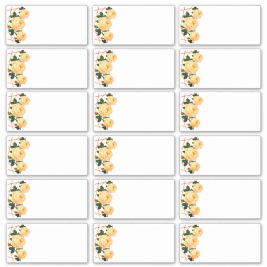 Wedding Guest Naam Etiketten Oranje Floral toevoeg Sticker (Voorkant)