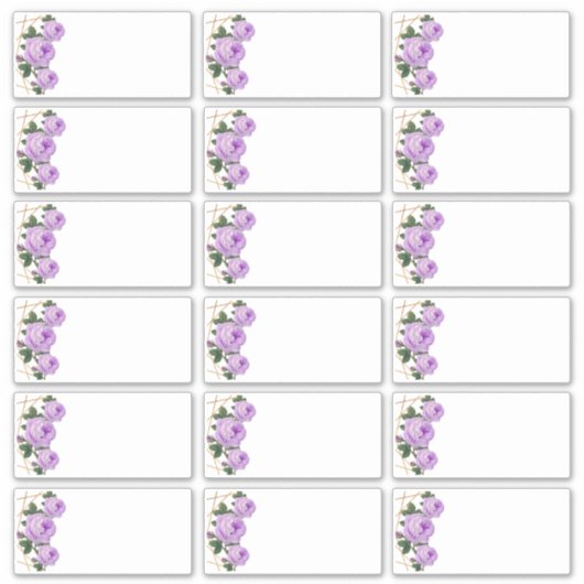 Wedding Guest Naam Etiketten Paarse Floral toevoeg Sticker (Voorkant)