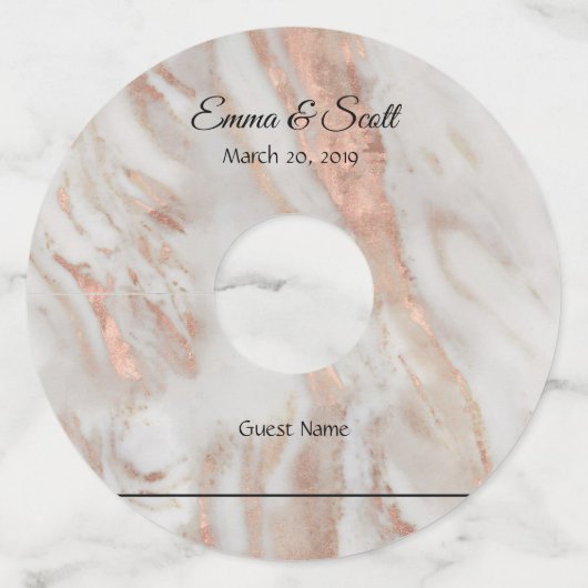 Wedding Guest Wine Marker Identifier Roos Gold Wijnglaslabel (Voorkant)