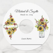 Wedding Guest Wine Marker Identifier Zonnebloem Wijnglaslabel (Voorkant)