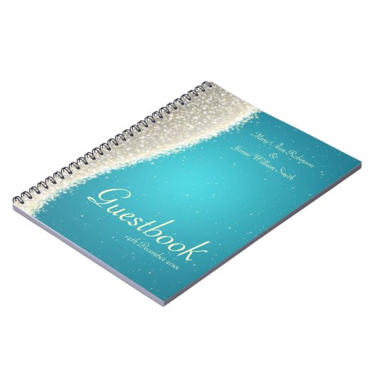 Wedding Guestbook Dazzling Sparkles Turquoise Notitieboek (Linkerzijde)