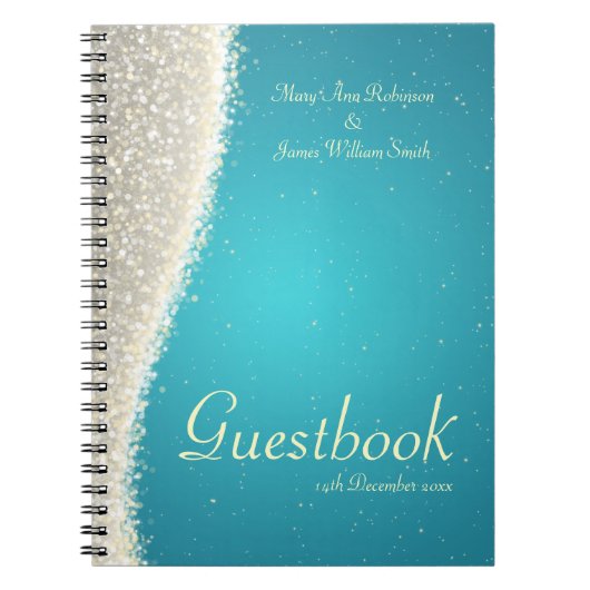 Wedding Guestbook Dazzling Sparkles Turquoise Notitieboek (Voorkant)