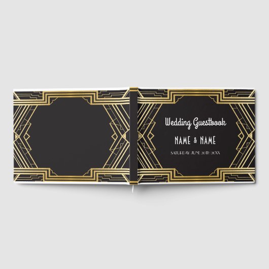 Wedding GuestBook Gatsby Art Deco 1920's Gold Gastenboek (Volledig)