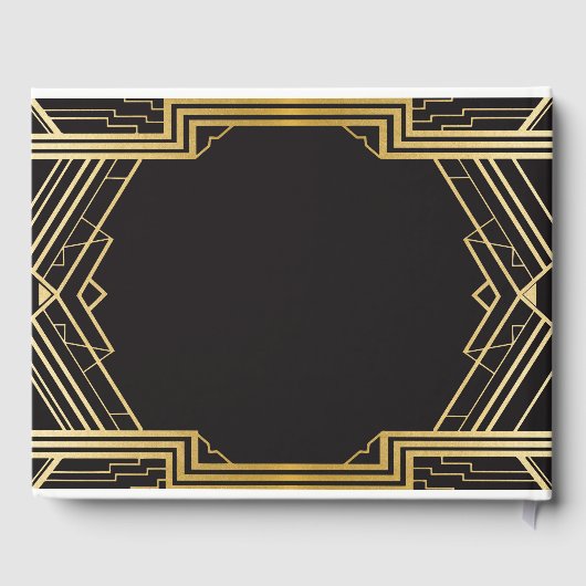 Wedding GuestBook Gatsby Art Deco 1920's Gold Gastenboek (Achterkant)