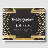 Wedding GuestBook Gatsby Art Deco 1920's Gold Gastenboek (Voorkant)