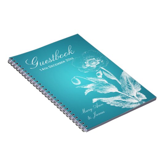 Wedding Guestbook Poppy Turquoise Notitieboek (Rechterzijde)