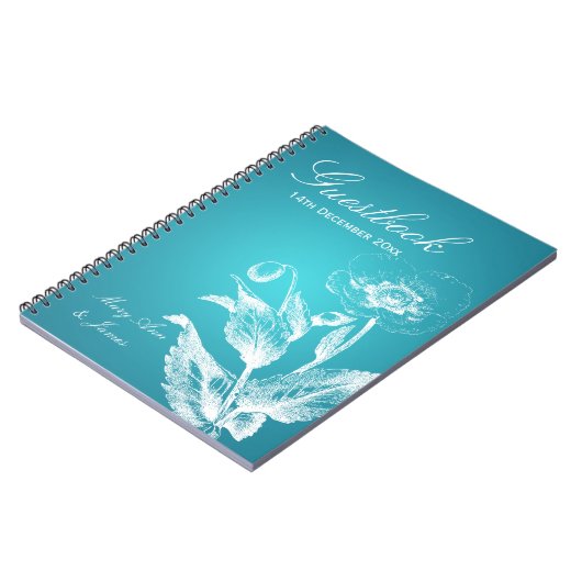 Wedding Guestbook Poppy Turquoise Notitieboek (Linkerzijde)