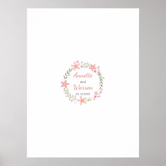 Wedding Guestbook Signature Board - Flower Wreater Poster (Voorkant)