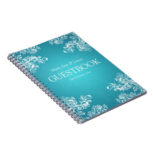 Wedding Guestbook  Swirls 2 Turquoise Notitieboek (Rechterzijde)