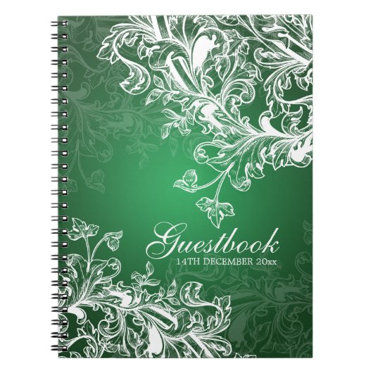 Wedding Guestbook  Swirls Green Notitieboek (Voorkant)