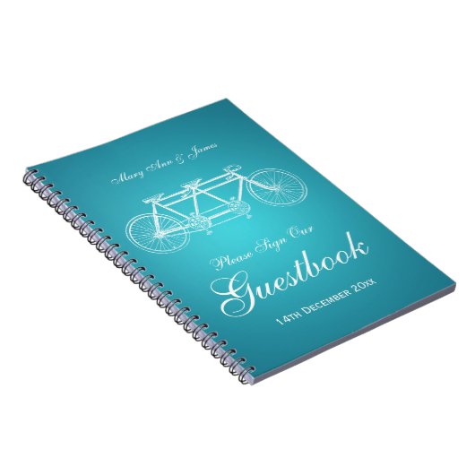 Wedding Guestbook Tandem Bike Turquoise Notitieboek (Rechterzijde)