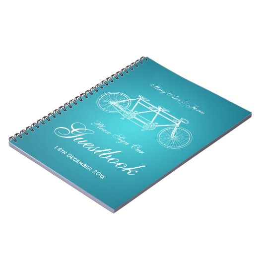 Wedding Guestbook Tandem Bike Turquoise Notitieboek (Linkerzijde)