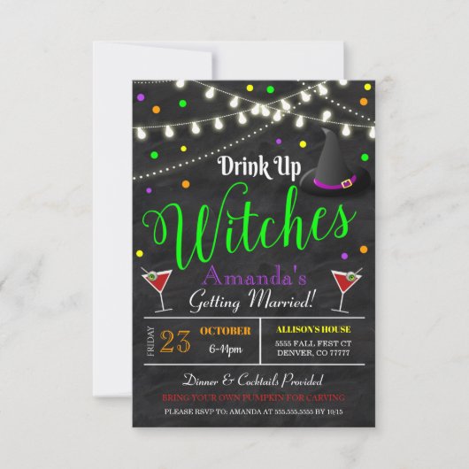 Wedding Halloween Bachelorette Invite Kaart (Voorkant)