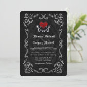 Wedding Halloween Skeletons & Heart Invitation Kaart (Staand voorkant)