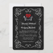 Wedding Halloween Skeletons & Heart Invitation Kaart (Voorkant)
