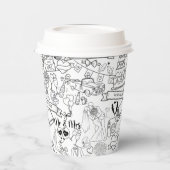 Wedding Hand Drawn Design Coffee Cups Papieren Bekers (Links)
