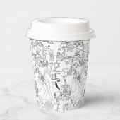 Wedding Hand Drawn Design Coffee Cups Papieren Bekers (Rechts)