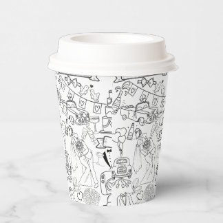 Wedding Hand Drawn Design Coffee Cups Papieren Bekers