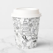 Wedding Hand Drawn Design Coffee Cups Papieren Bekers (Voorkant)