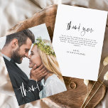 Wedding Handwrite Bedankt Foto Romantic<br><div class="desc">De handgeschreven van het huwelijk Dank u Kaarten die een foto op de voor en rug hebben. De kaarten met dank bevatten een moderne witte en zwarte hand met letters gekende cursieve scripttypografie die elegant,  eenvoudig en modern zijn om te gebruiken na de minimalistische eenvoudige trouwdag.</div>