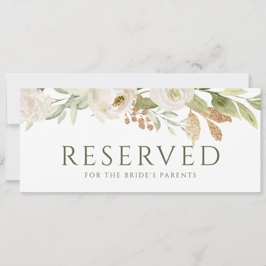 Wedding Hanging Reserved Card Greenery Gold Kaart (Voorkant)