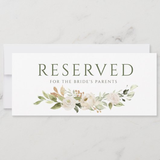 Wedding Hanging Reserved Card Greenery Gold Kaart (Voorkant)