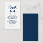 Wedding Hartelijk dank, modern Navy Blue Script Informatiekaartje (Voorkant / Achterkant)