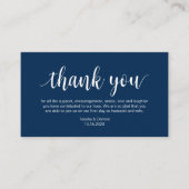 Wedding Hartelijk dank, modern Navy Blue Script Informatiekaartje (Voorkant)