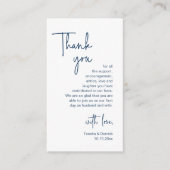 Wedding Hartelijk dank, modern Navy Blue Script Informatiekaartje (Voorkant)