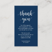 Wedding Hartelijk dank, modern Navy Blue Script Informatiekaartje (Voorkant)
